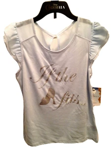 Cinderella Collection "If The Shoe Fits" Light Blue Girls Shirt Size 12 Ruffles - Picture 1 of 4
