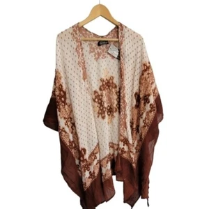 Shore Drive Kimono Moroccan Print Fall Colors with Tassle Accents One Size NWT - Picture 1 of 4