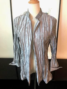 Chico's 2 Plata Acordeón Chaqueta Abierta Top Nuevo Con Etiquetas Madre de la Novia Nochevieja - Imagen 1 de 6