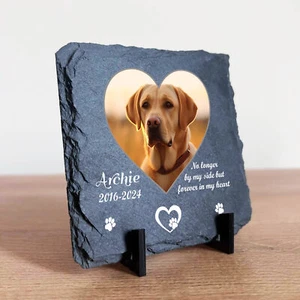 Pet Loss Memorial Plaque Personalised with Photo and Text Slate Memorial Sign - Picture 1 of 9