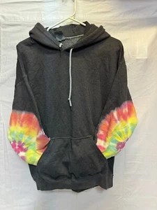 Hoodie groß meliert schwarz klassisch Batik Ärmel Taschen gerippt Pullover - Bild 1 von 6