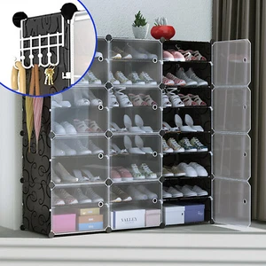 Storage Organizer Shoe Rack Clear Door Unit Cube Cabinet 8-Tier Shelf Stackable - Picture 1 of 25