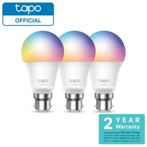 Tapo L530B 3-Pack Smart Wi-Fi Light Bulb, Multicolour B22 60W Equivalent, Voice - Picture 1 of 8