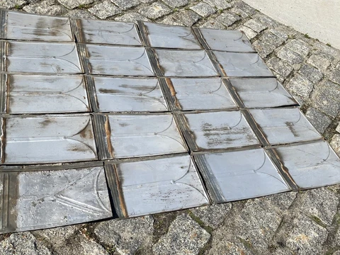 20 Antique C.1900 Tin Wall Panels 20" x 12.5" ~ RePurpose, Backsplash, Hearth Cover
