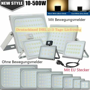 LED Fluter mit Bewegungsmelder/Stecker 10-100W Außen Strahler Scheinwerfer Lampe - Bild 1 von 51