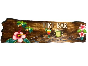 39” TIKI BAR TROPICAL SIGN WALL HANGING ART  DECOR - Picture 1 of 1