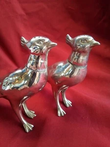 Pair Vintage Metal Pheasant Salt and Pepper Shakers - Picture 1 of 8