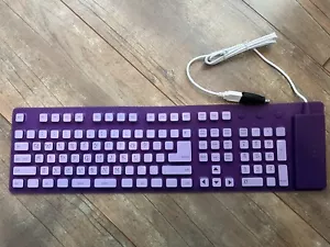 Pottery Barn Teen Flexible Silicone Roll'N Go Keyboard USB Vintage Y2K Purple - Picture 1 of 9