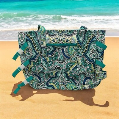 Laura Ashley Seaside Beach Tote Teal Green Blue Floral Vacation Picnic Bag - Image 1 of 4
