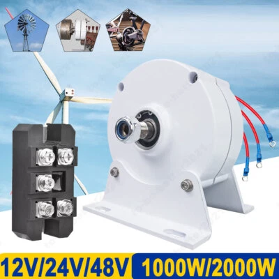 1KW 2KW Ndfeb Permanent Magnet Generator 12V 24V 48V AC Alternators PMG w/ Base - Image 1 of 4