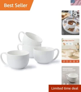 Elegant Set of 4 Large 22oz Porcelain Coffee Mugs - Heavy Duty & Microwave Safe - Picture 1 of 9