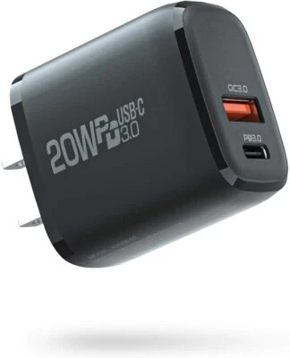 Dual Port 20W USB-C Wall Charger Fast Charging Block Quick Charge Power Adapter  - Image 1 of 4