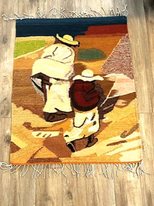 Authentic Oaxaca David Alfaro Siqueiros 100% Wool Rug. 24"in W x 39"in L - Picture 1 of 1