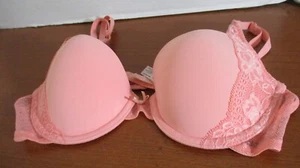 Victoria's Secret Angels korallefarben gefütterter Halb-BH mit Spitze ~ Damen 34B - Bild 1 von 4