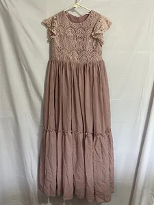 Girls Dusty Rose Pink Formal/Party Floor Length Dress Size 10  - Picture 1 of 4