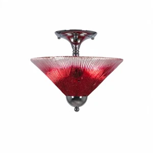 Toltec Semi-Flush Mount, 2 Bulbs, Chrome, 12" Raspberry Crystal - 120-CH-706 - Picture 1 of 1