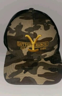 Boné chapéu unissex ajustável Snapback camuflado logotipo rancho Dutton Paramount Yellowstone - Imagem 1 de 4
