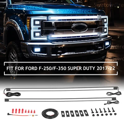 2X Ford F-250 F-350 Super Duty 2017-2022 LED DRL Grill Accent Bar Lights Kit AL - Image 1 of 4