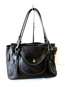 FURLA Borsa a mano vintage in pelle ciottolata nera - Foto 1 di 10
