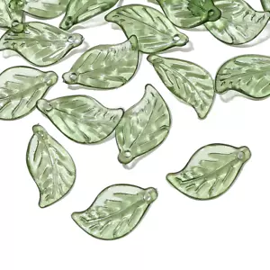 10/50Pcs Green Transparent Leaf Acrylic Beads Charms for Jewelry Making Leaves L - Picture 1 of 12