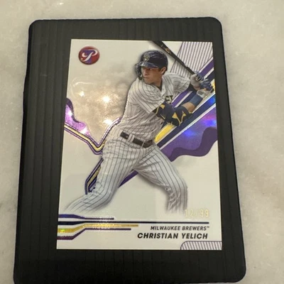 CHRISTIAN YELICH /99 TOPPS PRISTINE PURPLE REFRACTOR MILWAUKEE BREWERS #157 2024 - Image 1 of 2