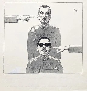 Augusto Pinochet Chile Carlos Prats Karikatur Alfred Beier-Red Zeichnung 1973 - Bild 1 von 1