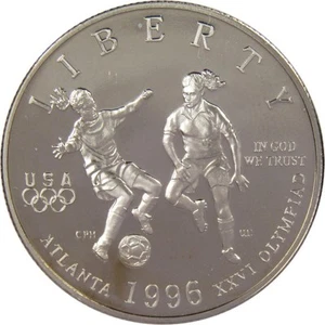 XXVI Olympiad Soccer Commemorative 1996 S Clad Half Dollar Proof 50c Coin - Picture 1 of 2