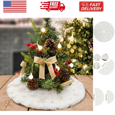 Faldas de felpa para árbol de Navidad, 24 pulgadas de lujo blanco como la nieve imitación piel pequeña Navidad... Foto 1 de 4