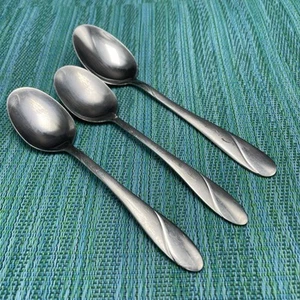 3 Cambridge SWIRL SAND Stainless SPOONS 1 Soup 2 Teaspoons Frosted & Glossy - Picture 1 of 6