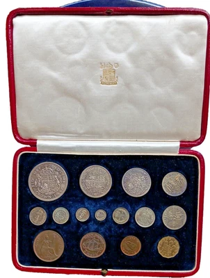 1937 King George VI Great Britain 15pc Specimen Coin Set - Complete with case - Image 1 of 4