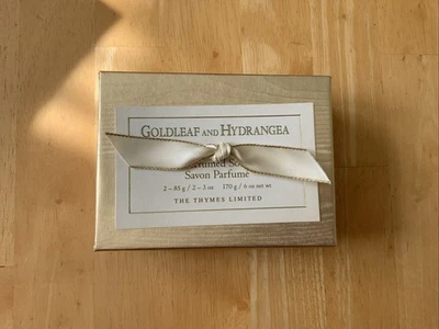 Thymes Goldleaf and Hydrangea Perfumed Honey Aloe Bath Soap 2-3 oz Bars Box Set - Image 1 of 2
