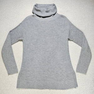 Talbots Sweater Womens MEDIUM Gray Lambswool Knit Blend Turtleneck Relaxed Fit - Picture 1 of 12