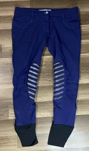 Animo Breeches Ladies IT 44 US 8 Blue Knee Patch Grip Equestrian Riding Pants - Picture 1 of 9