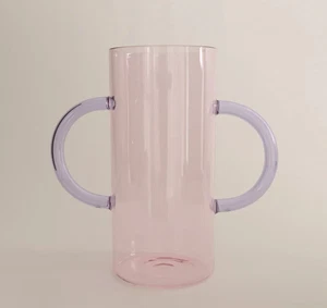 Vaso Sophie Lou Jacobsen manico vetro borosilicato rosa e lilla viola fiore - Foto 1 di 18