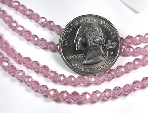 4mm Zircon Pink Faceted Round Gemstone Beads 8-Inch Strand - Picture 1 of 1
