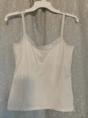 The Limited Y2K Cami Top Womens M Lace Trim Babydoll White USA Made Beaded Bra - Изображение 1 из 2
