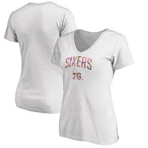 Damen T-Shirt weiß Philadelphia 76ers Floral Arch V-Ausschnitt - Bild 1 von 3
