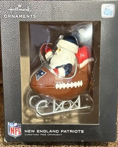 Hallmark NFL New England Patriots Santa Football Sleigh Christmas Ornament - Picture 1 of 2