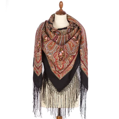 Mantón de lana Pavlovo Posad 992-18, Волшебница 58x58" (148x148 cm) Foto 1 de 4