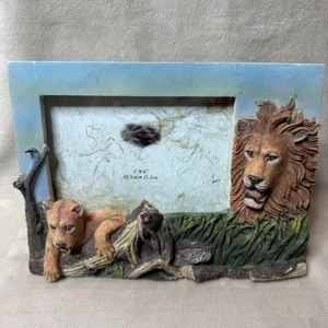 Vintage 4 x 6" 3D Löwe Bilderrahmen Safari Dschungel Motiv - Bild 1 von 6