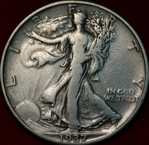 1937-D Denver Mint Silver Walking Liberty Half - Picture 1 of 2