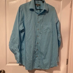 Men’s Kenneth Cole Reaction Blue And White Button Down Long Sleeve Size Large - Picture 1 of 6