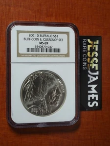 2001 D UNCIRCULATED SILVER BUFFALO COMMEMORATIVE DOLLAR NGC MS69 FROM C & C SET - Picture 1 of 2
