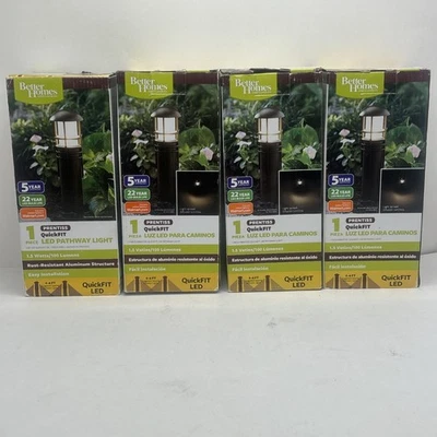 Better Homes & Gardens QuickFIT LED Pathway Lights Prentiss Bronze Set of 4 NOS - Image 1 of 4