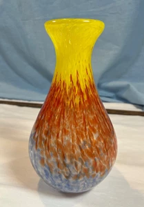 Vase Murano? Glass Blue Orange Yellow Ikora? Multi Color Colorful Beautiful Rare - Picture 1 of 24