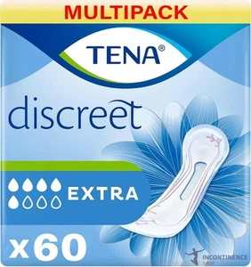 6x TENA Discreet Extra Thin Incontinence Pads for Women - 590ml - 6 Packs of 10 - Picture 1 of 6