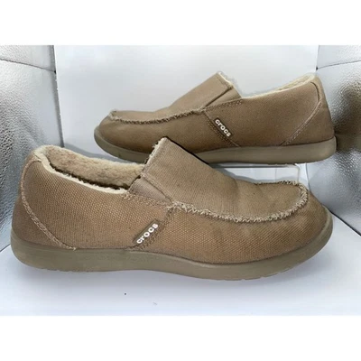 Мужские мокасины Crocs размер 12 М без шнуровки с подкладкой уютные желтовато-коричневые повседневные туфли - Изображение 1 из 4