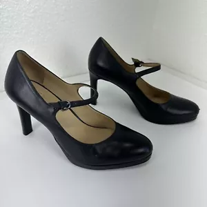 Naturalizer Talissa Black Leather Mary Jane Pumps 10W High Heels Office Siren - Picture 1 of 13