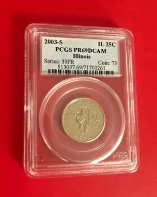 2003 S IL QUARETR PCGS PR69DCAM ILLINOIS - Image 1 of 2