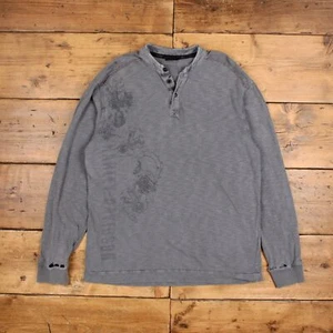 Vintage Harley Davidson Grafik T-Shirt XL Thrashed Langarm Biker Henley - Bild 1 von 9